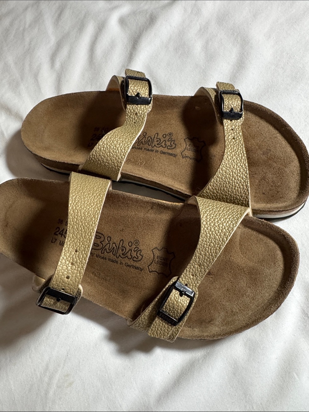 Birkenstock Birki’s Tahiti Metallic Gold Double-Buckle Sandals Women’s 7 / M 5